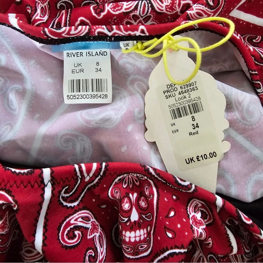 River Island Ruffled Red Bandana Print Bikini | 6 Top | 4 Bottom | NWT - Picture 10 of 10